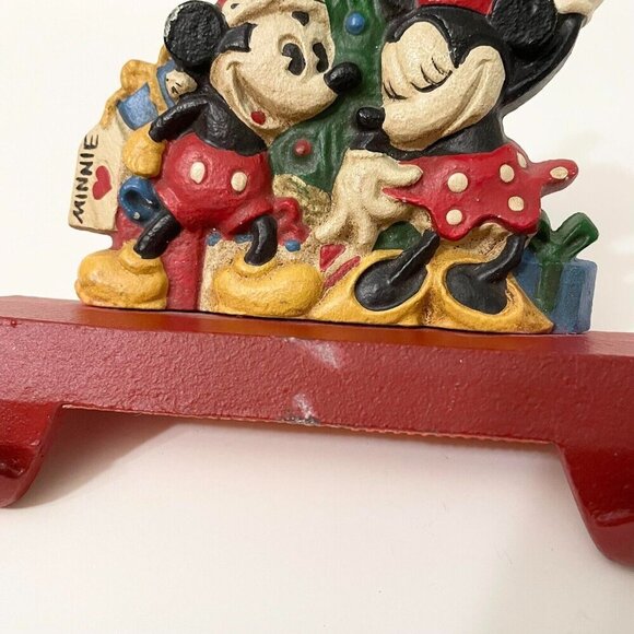 Vtg MCF Mickey Minnie Mouse Cast Iron Double Stocking Holder Flaws - Picture 3 of 16